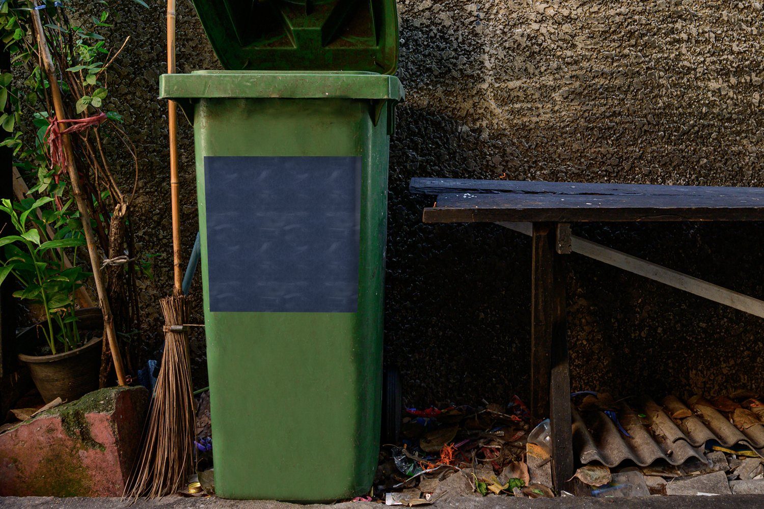 MuchoWow Leder Wandsticker Container, Blau Abfalbehälter St), Mülleimer-aufkleber, Tiere - Mülltonne, - Sticker, (1