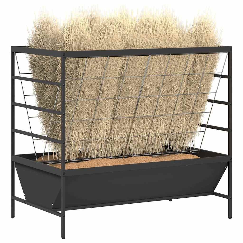 vidaXL Futterspender Viehfutterspender Schwarz 100 x 60 x 90 cm Kaltgewalzter Stahl