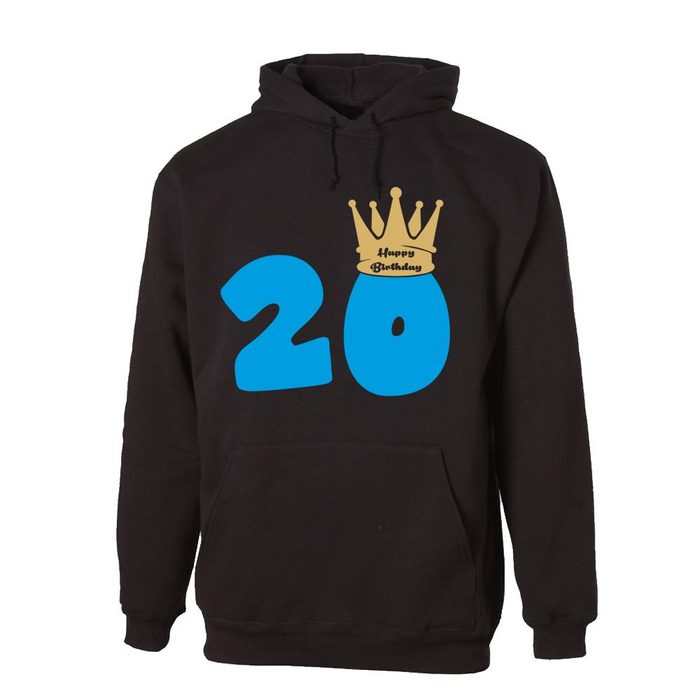 G-graphics Hoodie 20 – Happy Birthday – mit Krone mit trendigem Frontprint Aufdruck auf der Vorderseite Spruch/Sprüche/Print/Motiv zum 20ten Geburtstag