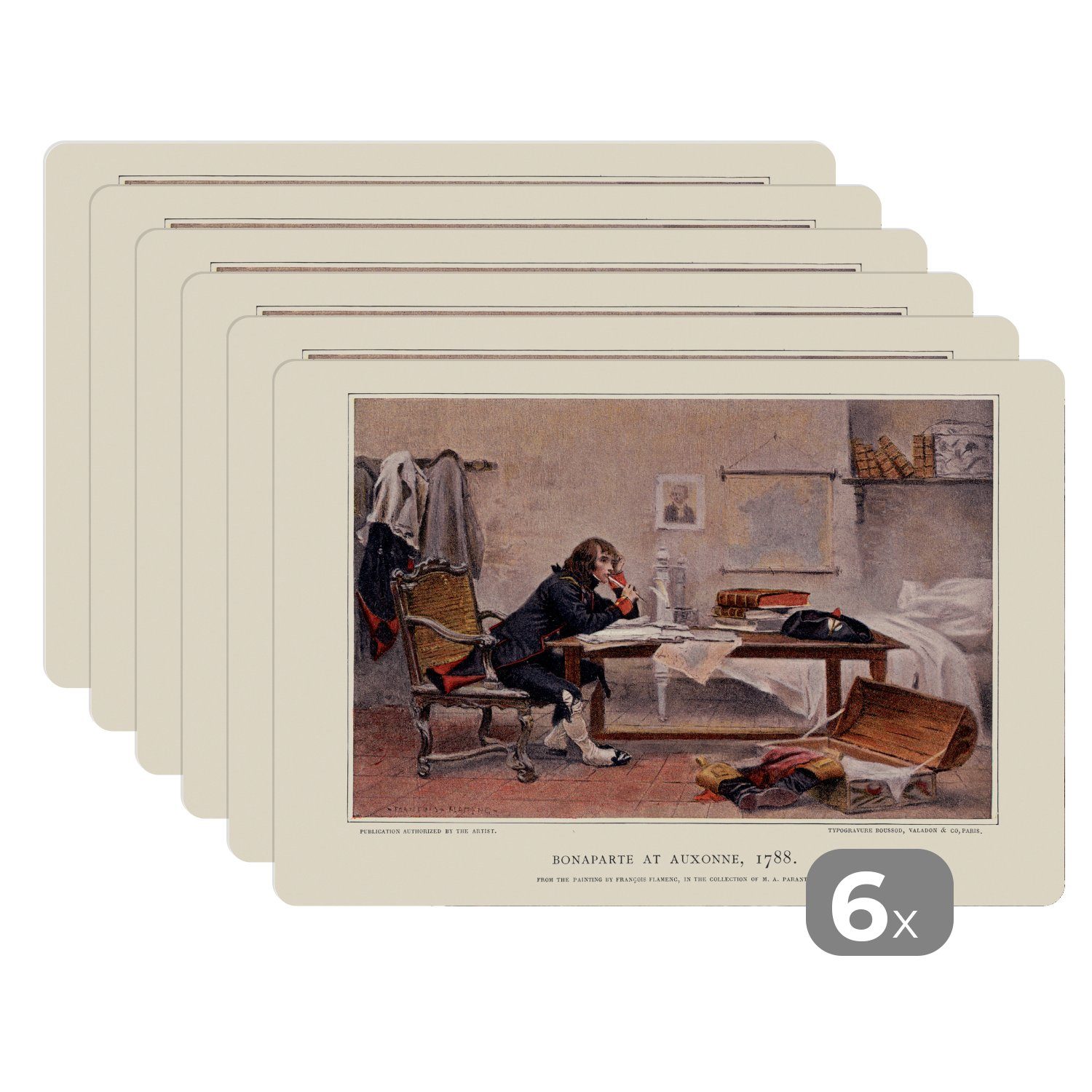 (6-St), Platzdecken, Platzmatte, Napoleon Tisch, Schmutzabweisend Tischmatten, an Platzset, MuchoWow, Illustration von Bonaparte einem Platzset,