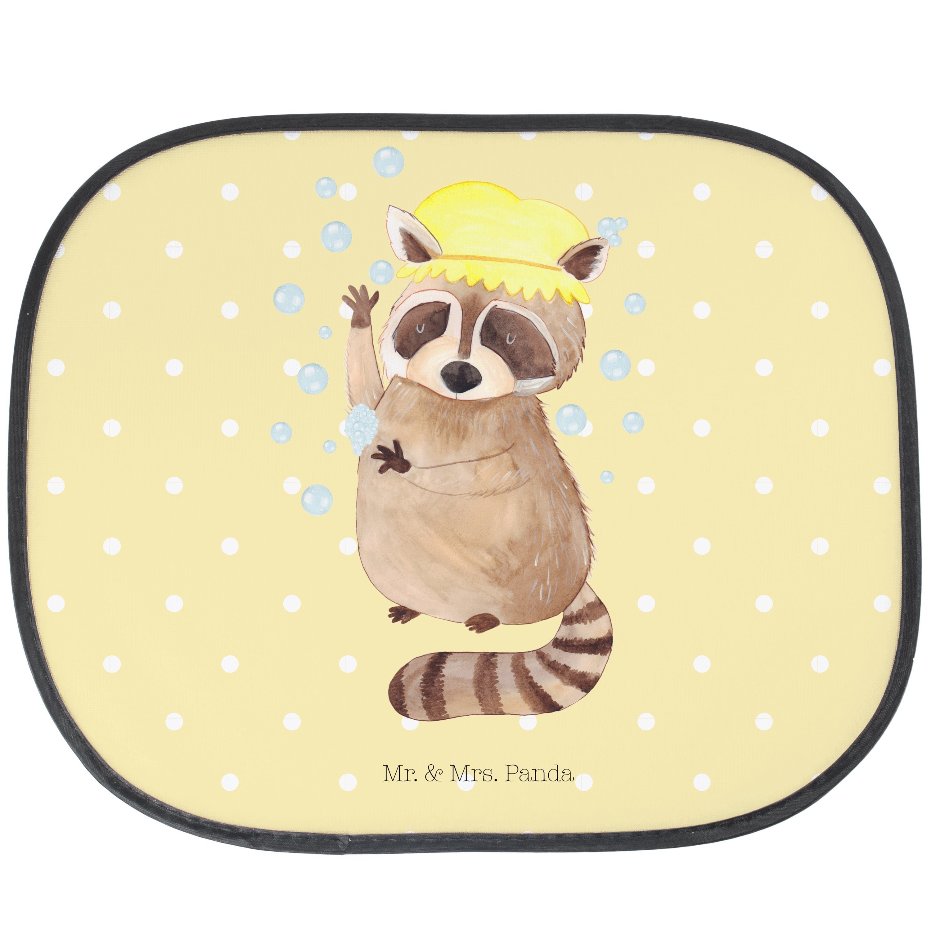 Sonnenschutz Waschbär - Gelb Pastell Seidenmatt Sprüche, Panda, - Geschenk, Laune, Tier, Mr. Gute & Mrs. lustige
