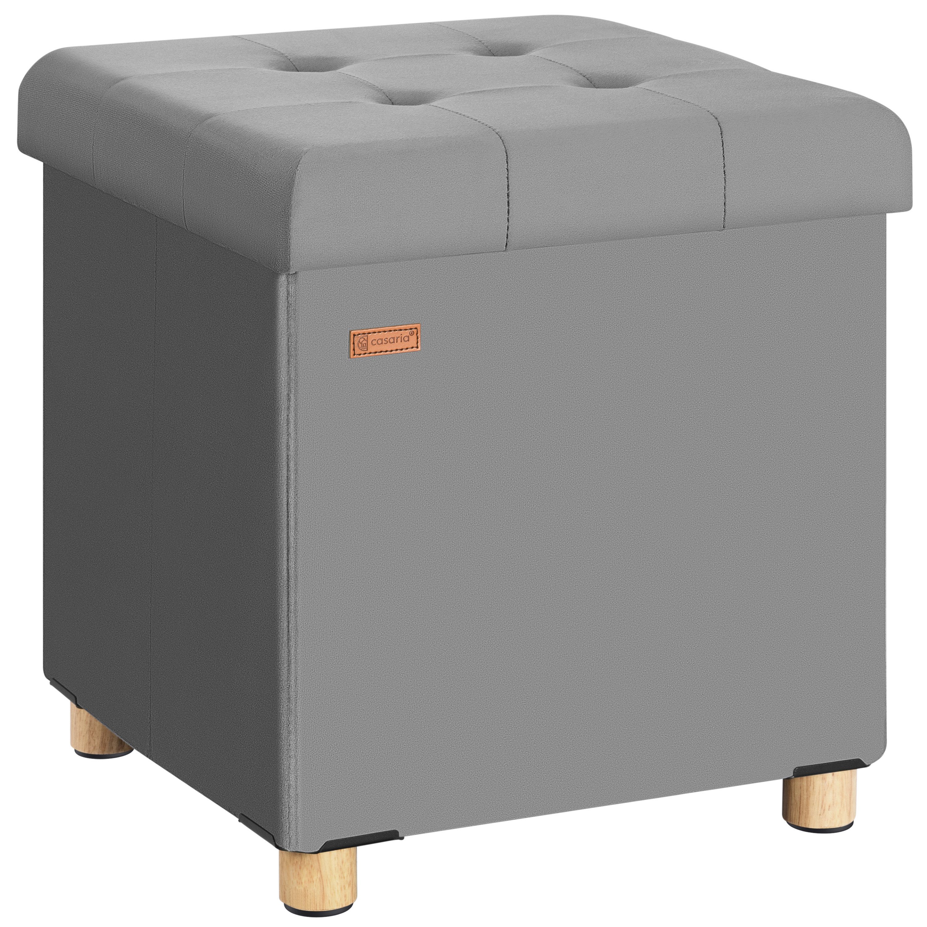 Casaria Sitzhocker, Samt Anthrazit Faltbar inkl. Füßen 38x38cm 300kg Belastbar Wohnzimmer
