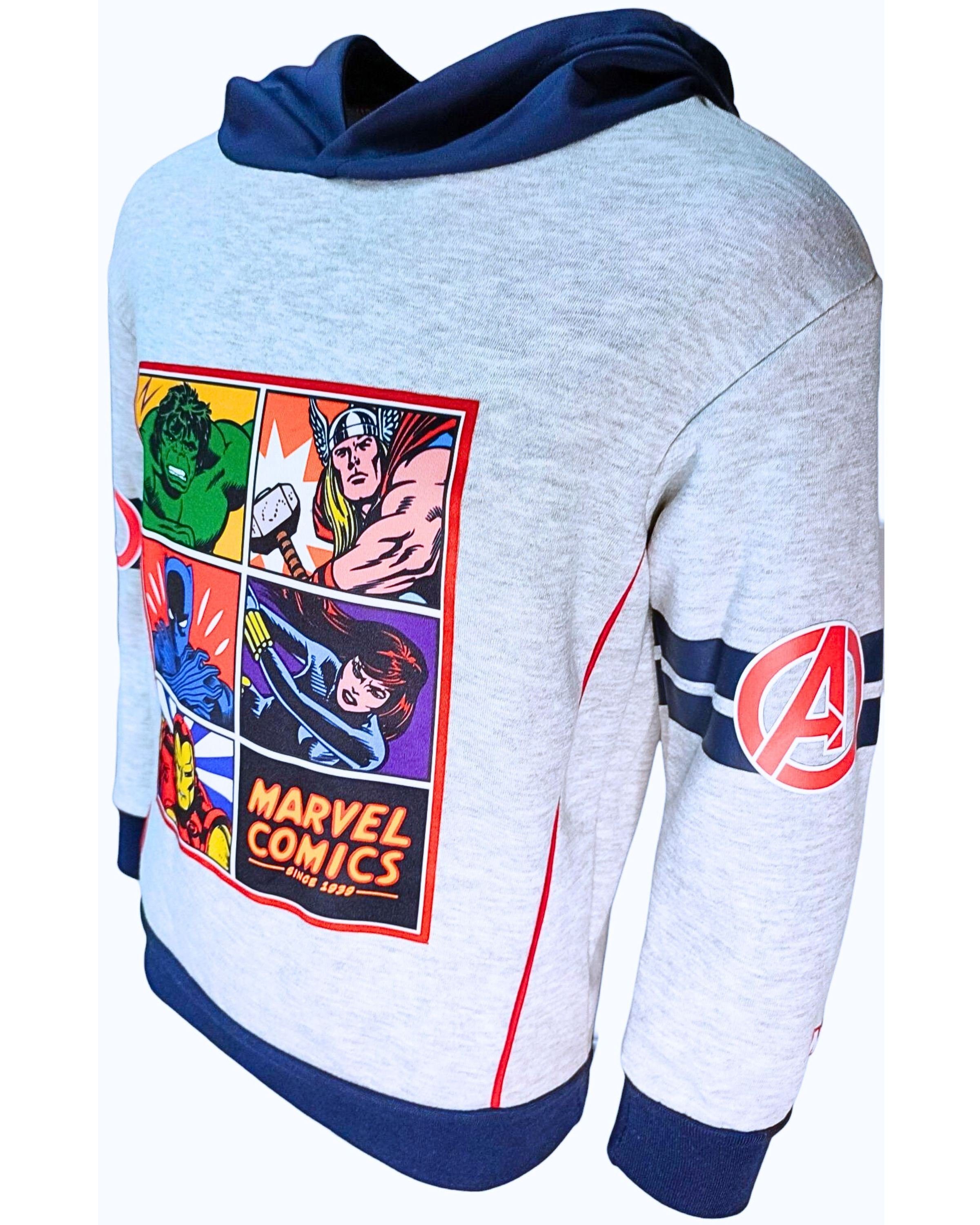 Retro Jungen Comic Kapuzenpullover Grau Marvel AVENGERS - The Stil Hoodie