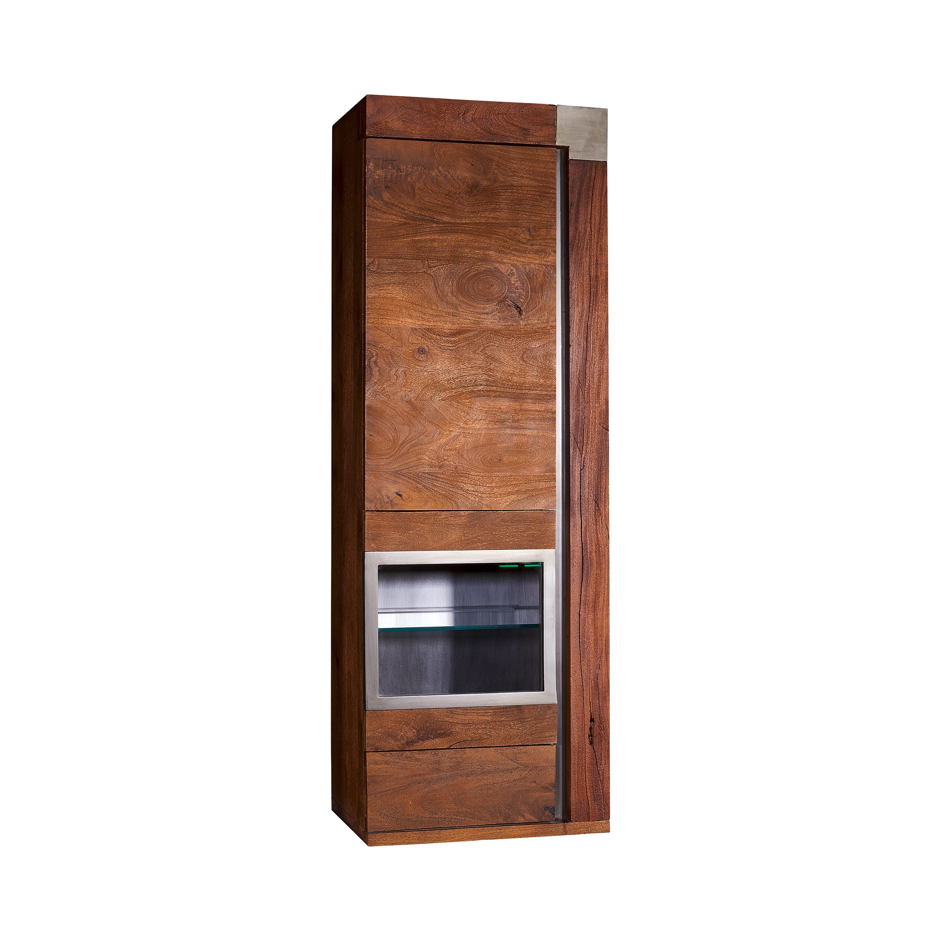 Massivmoebel24 Hängevitrine AMSTERDAM (Hängevitrine Mango 48x35x142 braun lackiert Amsterdam #12) Hängevitrine Mango 48x35x142 braun lackiert Amsterdam #12