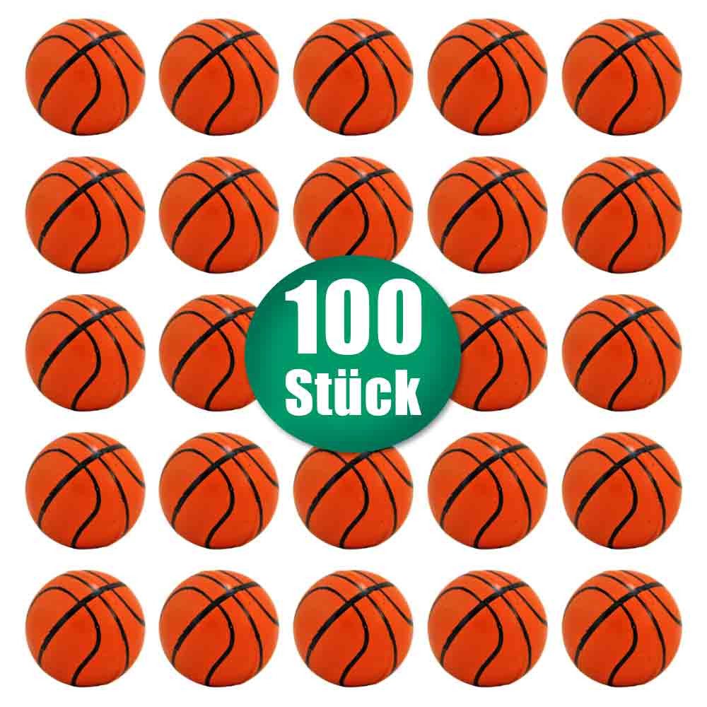 Krüger & Gregoriades Flummi Basketball Flummis - 100 Stück im Beutel - ca. 2,7 cm (100-St)