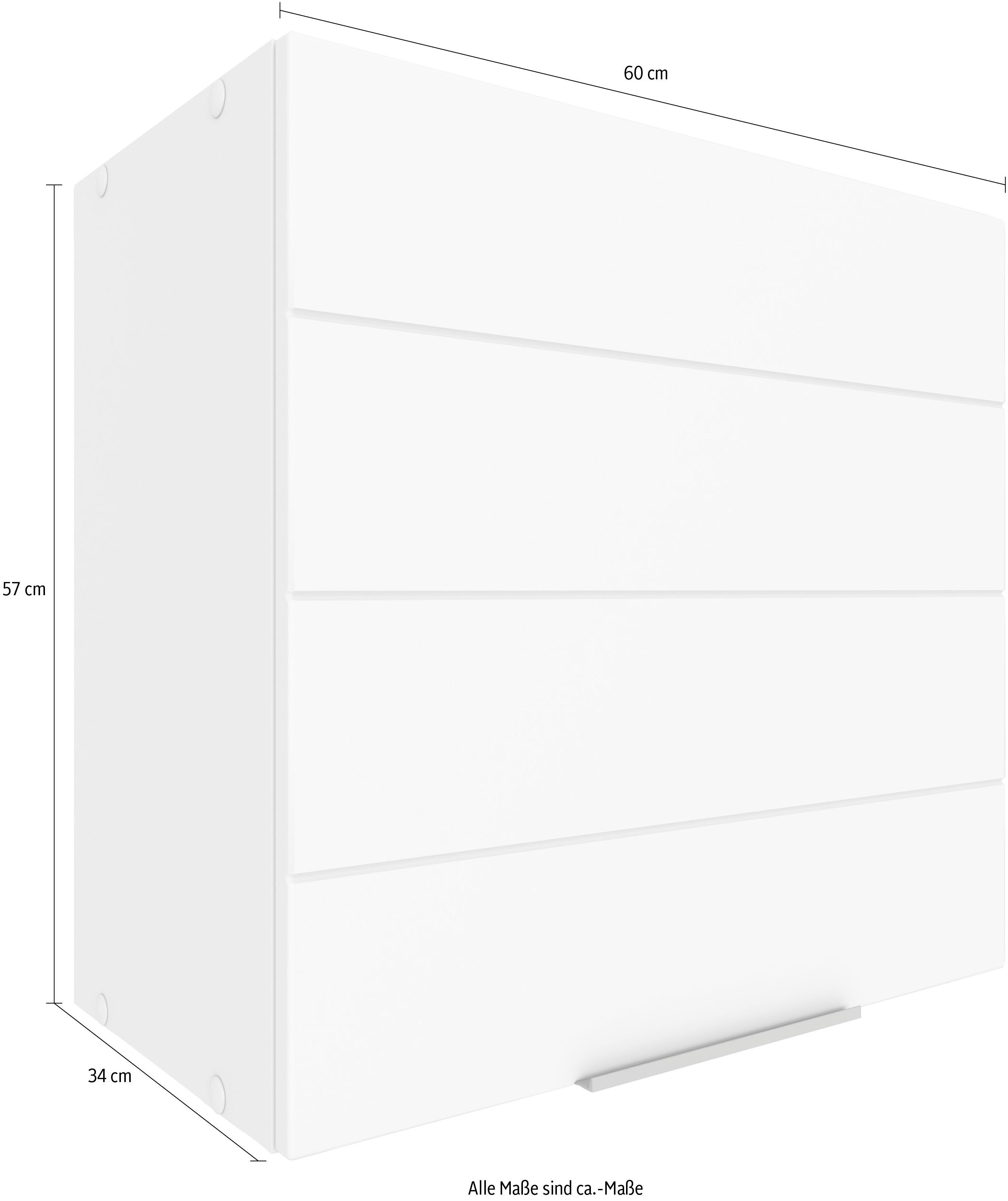 HELD MÖBEL Hängeschrank hochwertige waagerechter Luhe Lisene | grau mit graphit cm 60 MDF-Fronten Matt/grafit breit