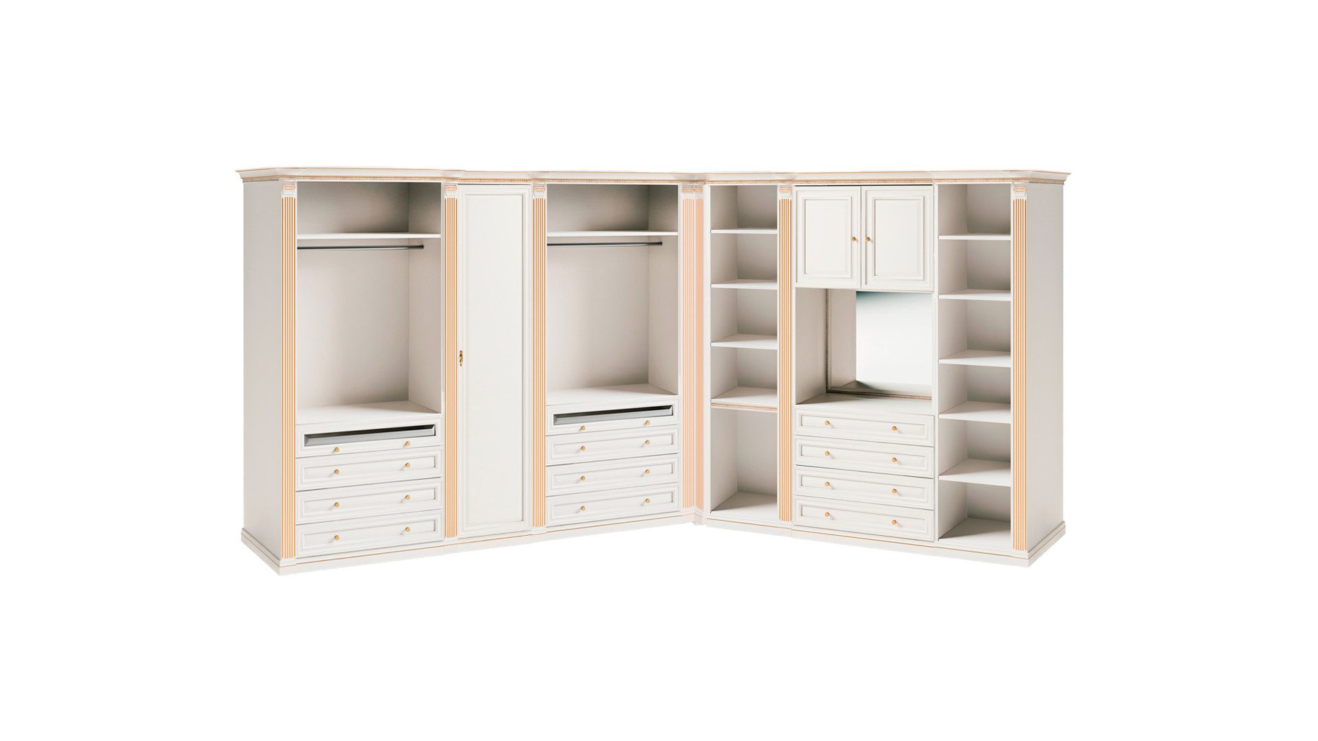 JVmoebel Eckschrank Exklusiver Weißer Eckschrank Schlafzimmer Luxus Schränke Edle Holz (Eckschrank) Made in Europa