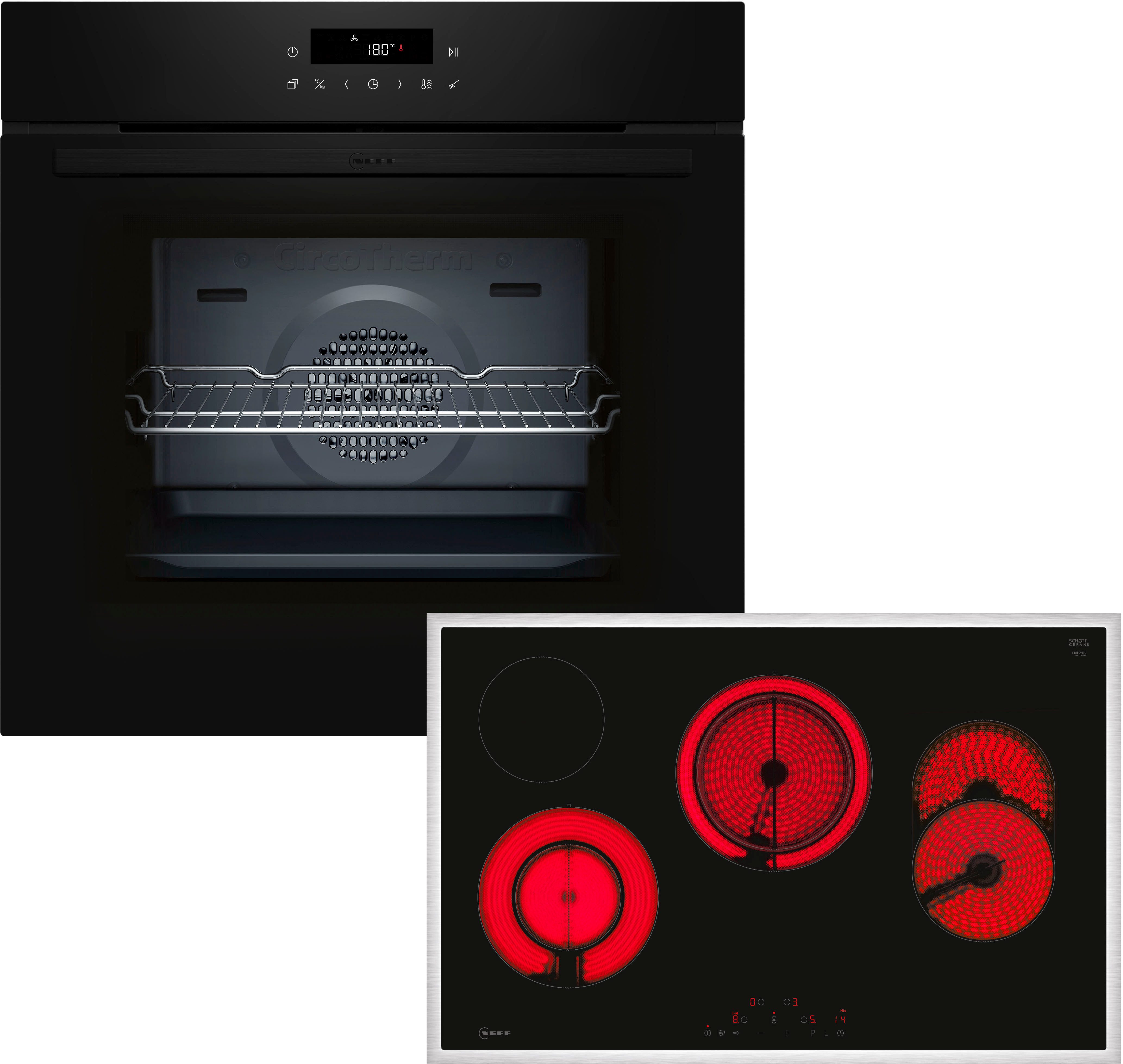 NEFF Backofen-Set BTX48PB0, mit Teleskopauszug nachrüstbar, Pyrolyse-Selbstreinigung, AirFry für Knuspriges & Bräterzone für großes …