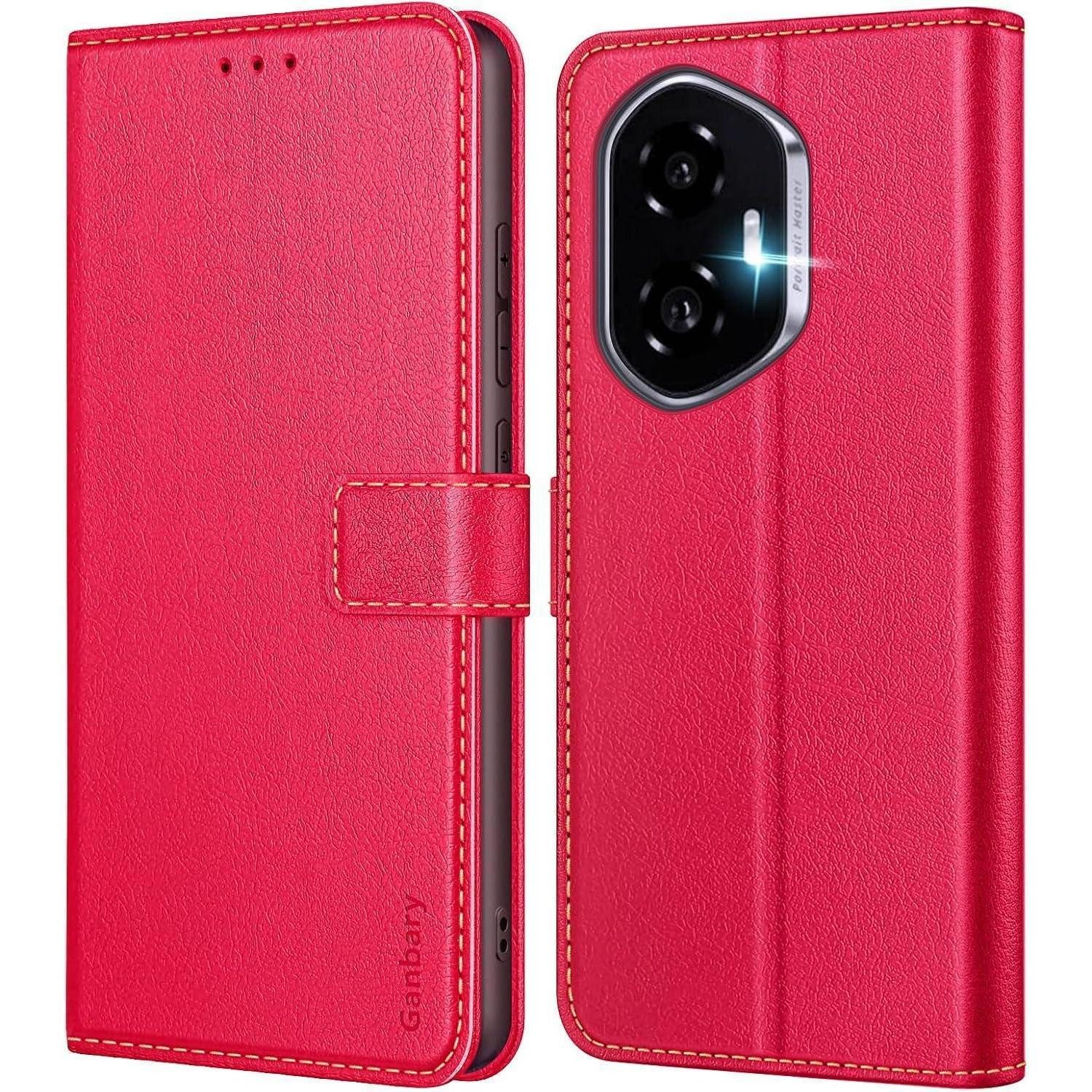LuxusKollektion Flip Case Handyhülle Leder Magnetverschluss Kartenschlitzen 400 5G Honor 400 Rot