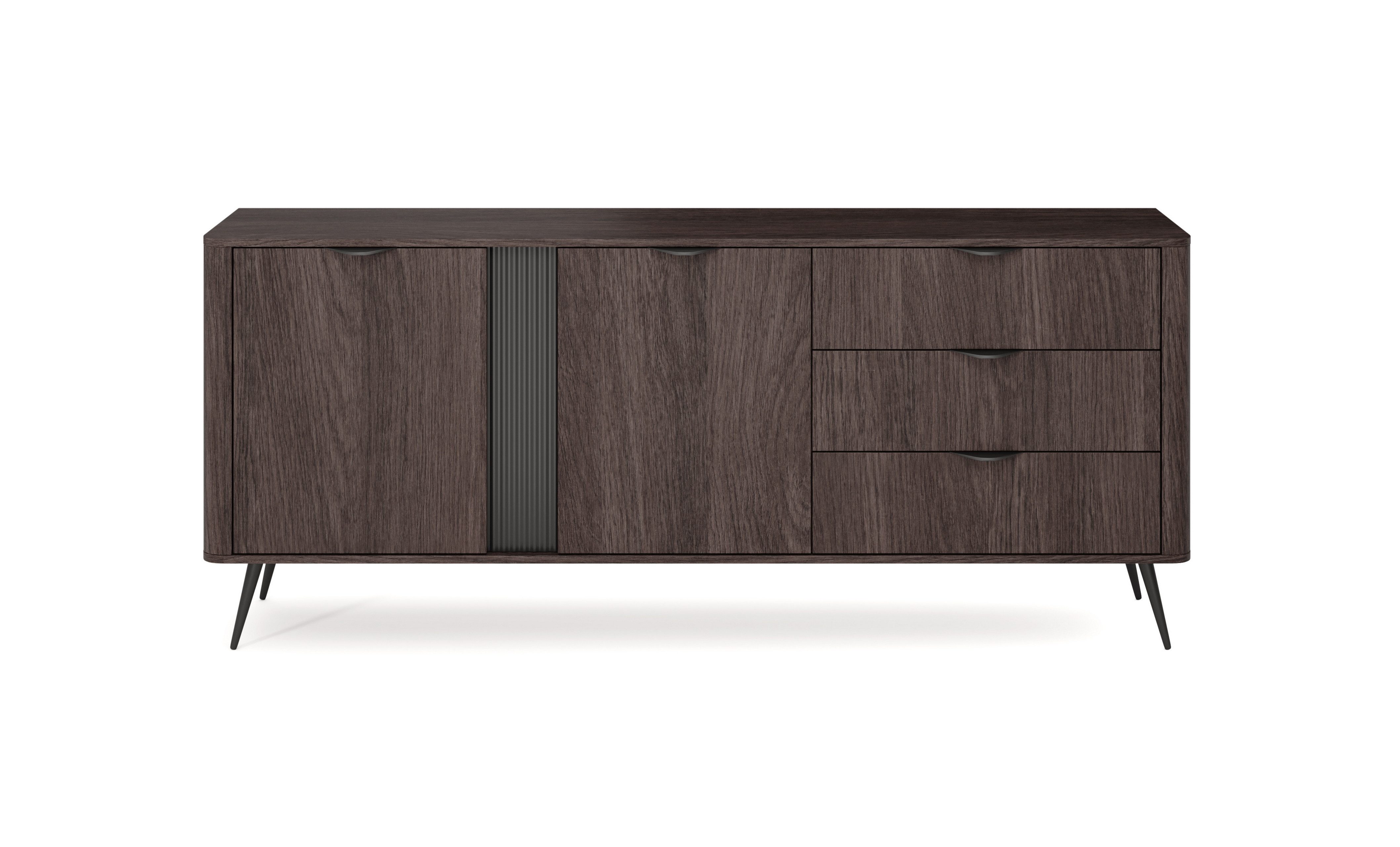 Masseno Kommode NOBILE 195,2 cm Sideboard mit 3 Schubladen und 2 Türen braun