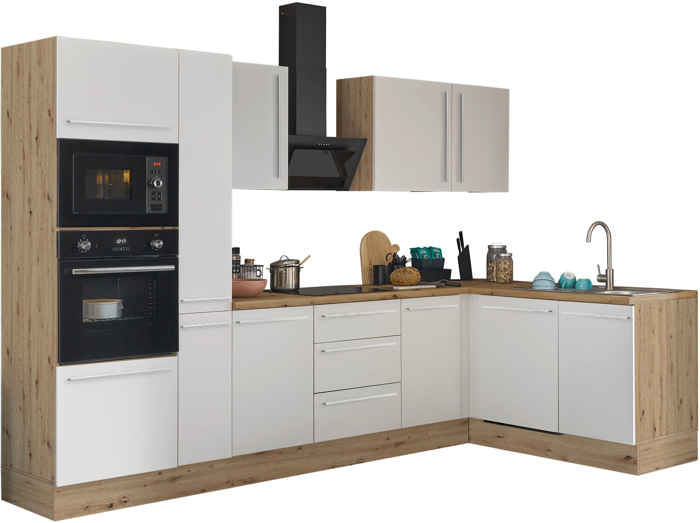 KOCHSTATION Winkelküche Florida, Stellbreite 310x175 cm, wahlweise mit E-Geräten, mit Softclose für Türen und Schubkästen