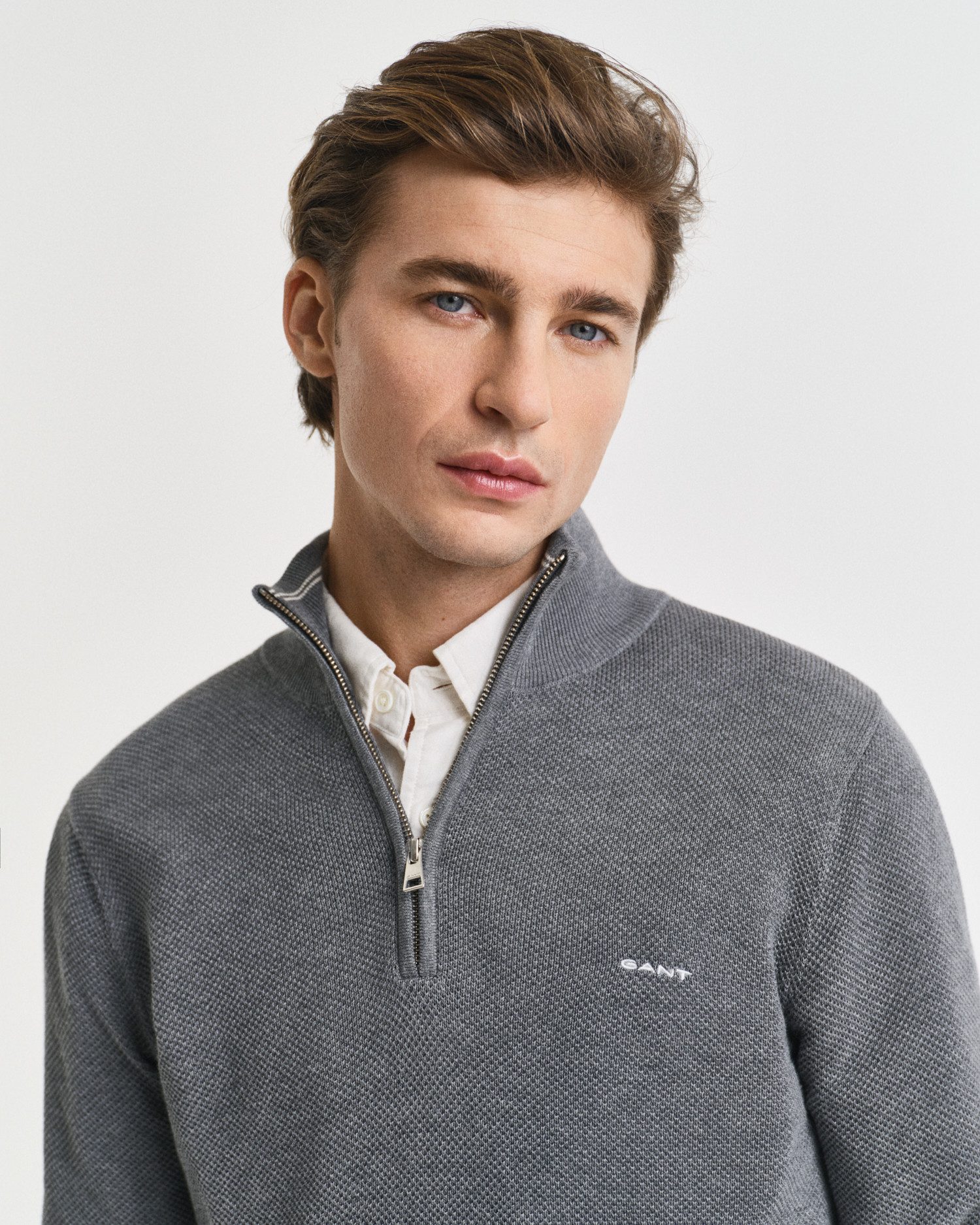 Gant Troyer COTTON PIQUE HALF ZIP mit Piqué-Struktur