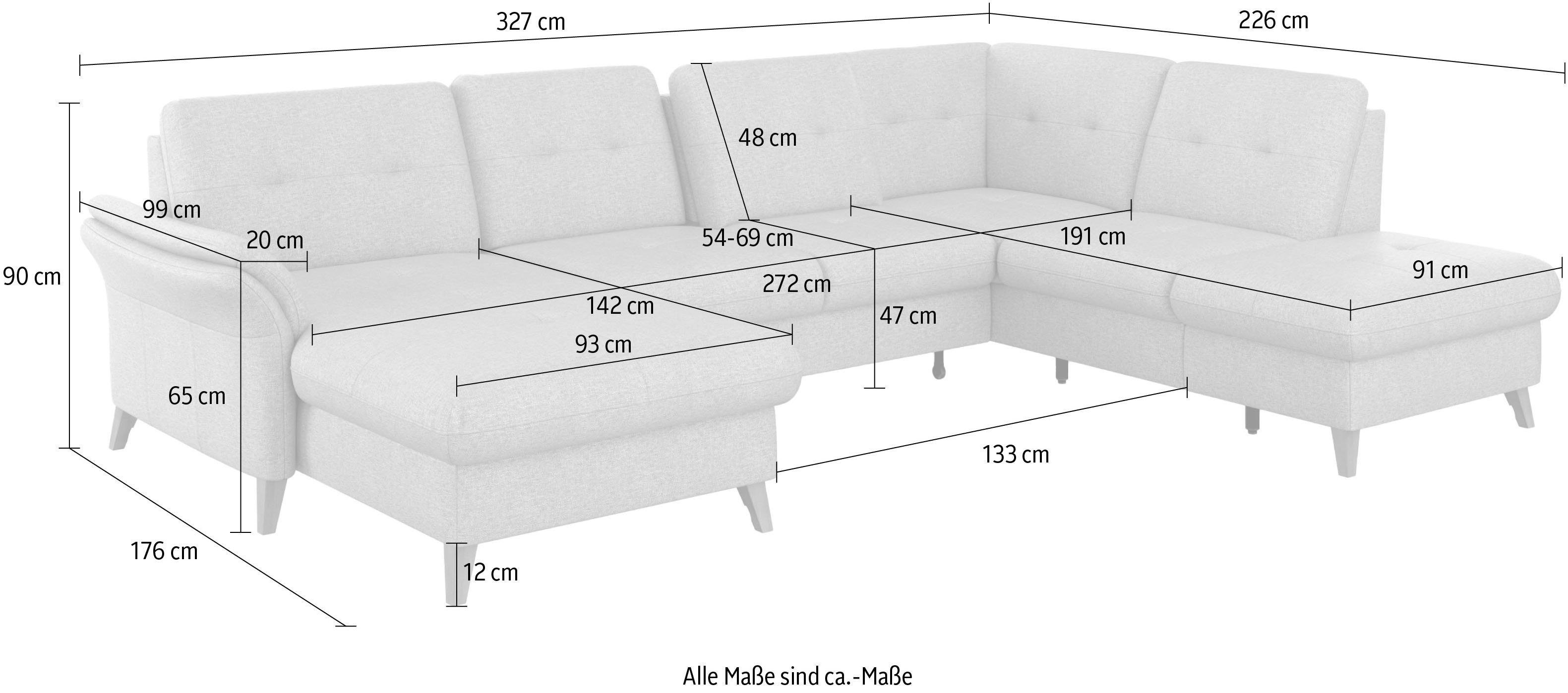 sit&more Wohnlandschaft Göteborg, Sitztiefenverstellung mit und Bettfunktion wahlweise Federkern