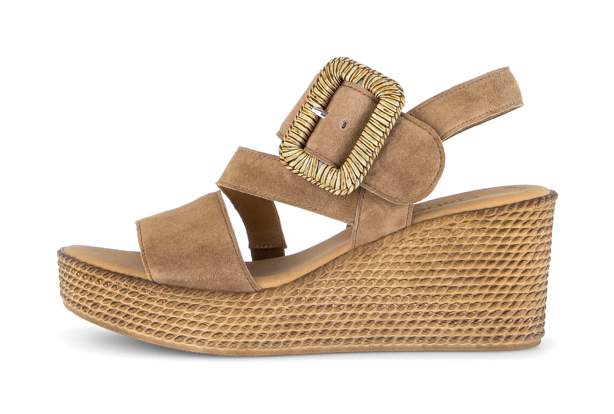 Gabor Keilsandalette, Sommerschuh, Riemchensandale mit auffälliger Zierschnalle