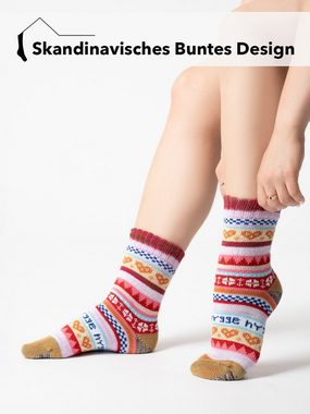 HomeOfSocks Socken Hygge Socken Für Herren Und Damen aus Baumwolle 3er Pack Baumwollsocken Mit Fröhlich Bunten Mustern Und Druckarmer Zehennaht