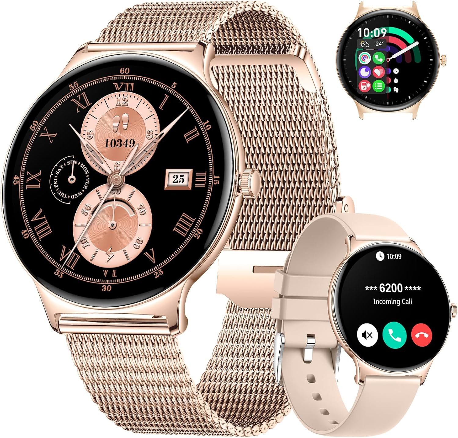 Lige NX7-FV12-W Smartwatch (3,6 cm, android ios), Damen Smartwatch mit Bluetooth Telefonie AMOLED 110 Sportmodi Uhr
