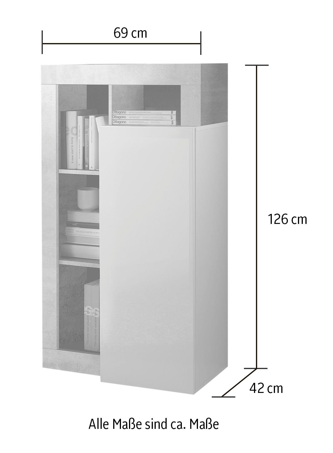 Home affaire Mehrzweckschrank Hamburg, Breite 69 cm Höhe 126 cm – Bild 5 von 5