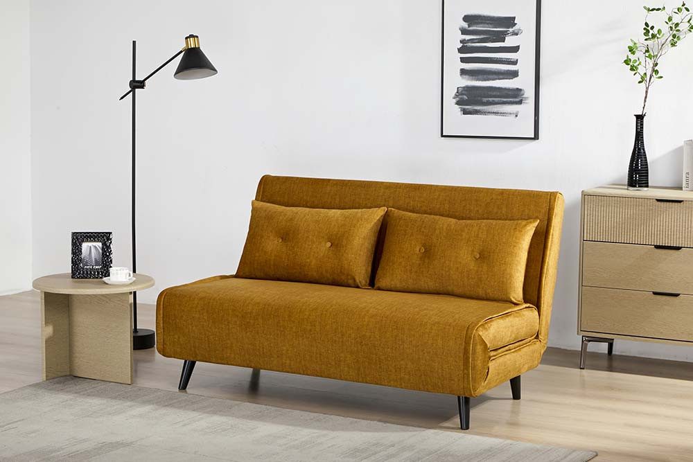 riess-ambiente Relaxsessel SMART MULTIFUNCTION 140cm senfgelb - Samt, Bettfunktion, FSC (Einzelartikel, 1-St), Ausziehbarer Schlafsessel - ideal für Arbeits-, Wohn- und Gästezimmer