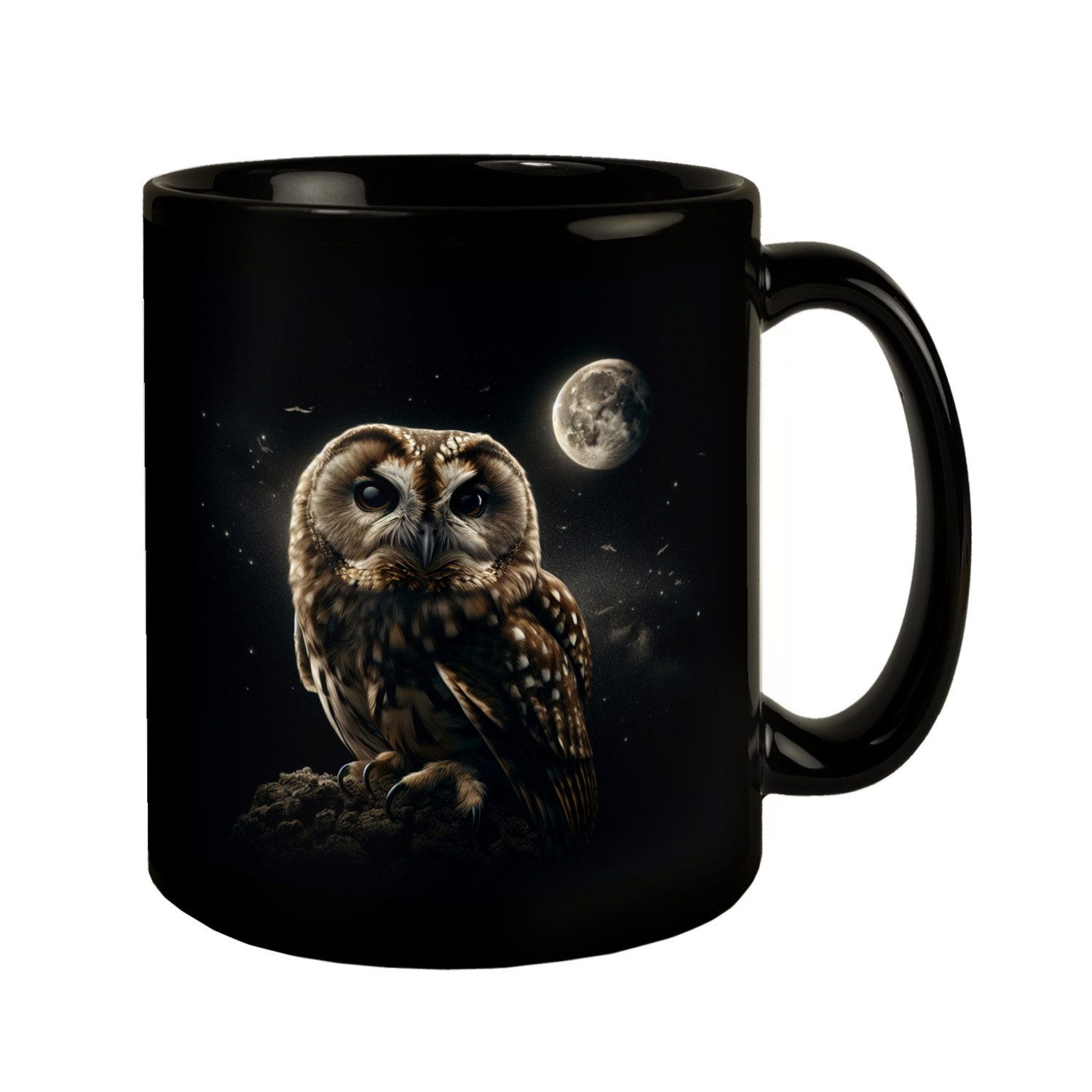Tasse Eule im Mondschein Tasse schwarz in Schwarz