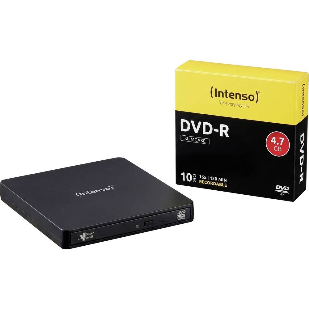 Intenso Bundle DVD-Brenner Extern Retail inkl. Brennsoftware + DVD-R Slim Case Diskettenlaufwerk (inkl. Brennsoftware + DVD-R Slim Case 10 Discs)