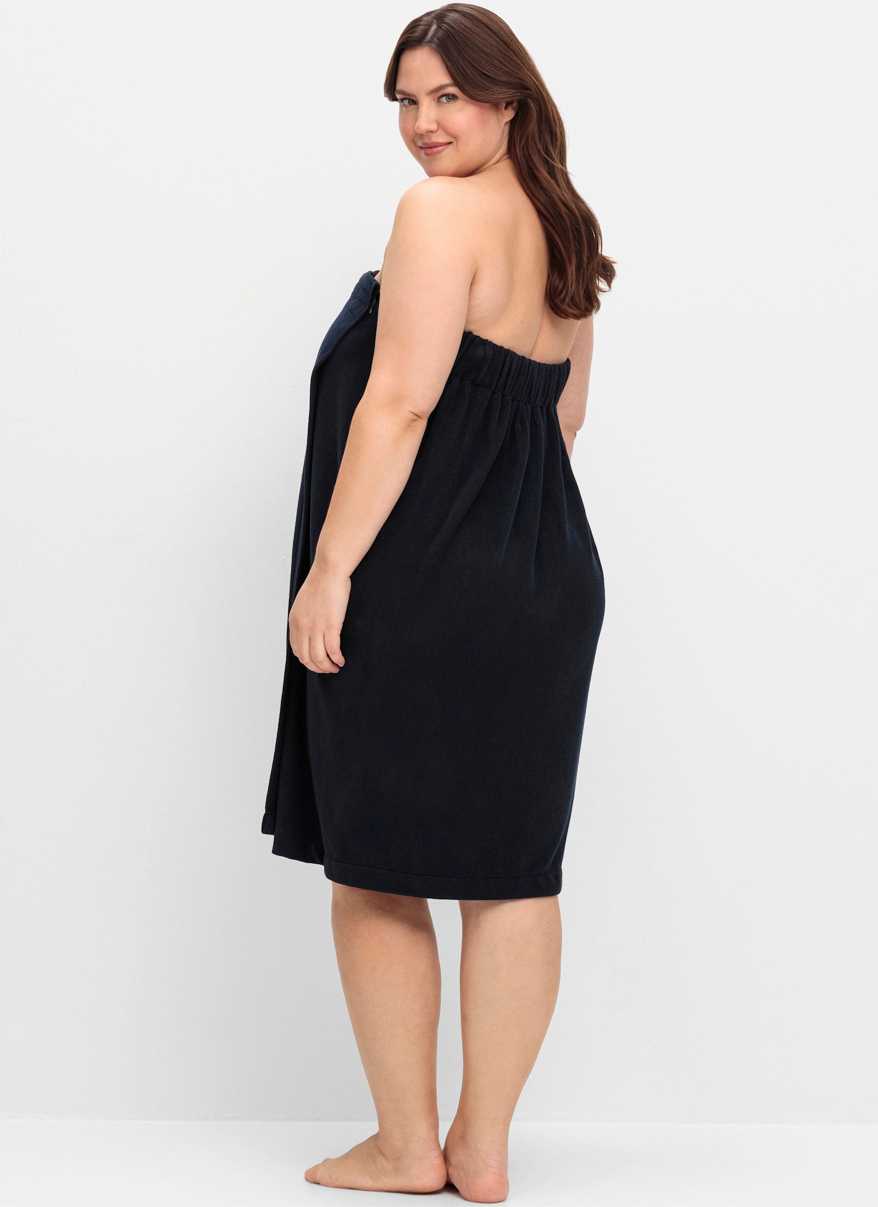 Sheego Damenbademantel Saunatuch ., Länge ca. 76 cm, Baumwolle günstig online kaufen