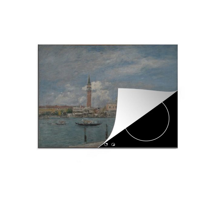 MuchoWow Herdblende-/Abdeckplatte Venise la Piazzetta vue du Grand Canal - Gemälde von Eugène Boudin Vinyl (1 tlg) Mobile Arbeitsfläche nutzbar Ceranfeldabdeckung