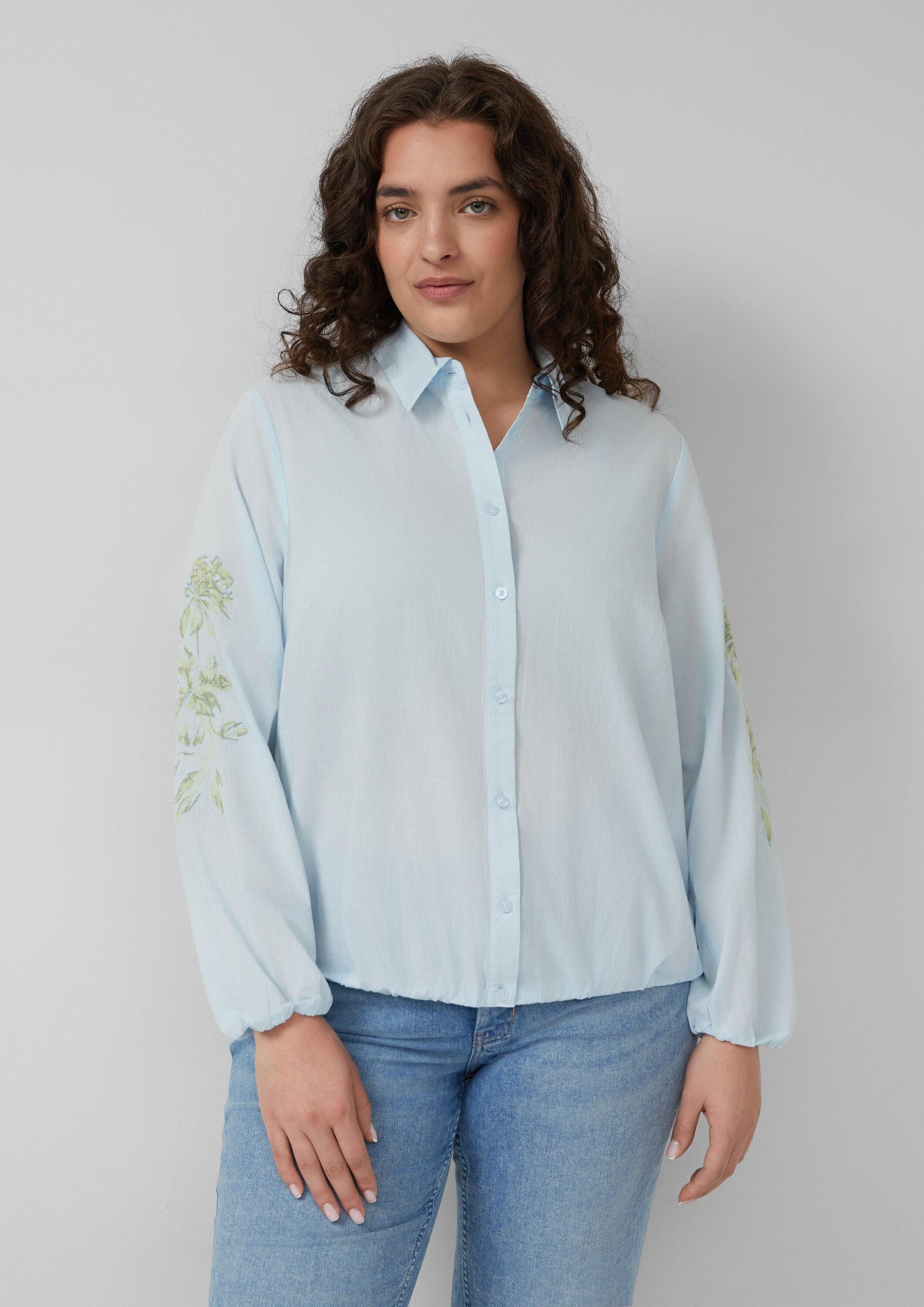 s.Oliver Langarmbluse Bluse Baumwollbluse im O-Shape mit Stickerei