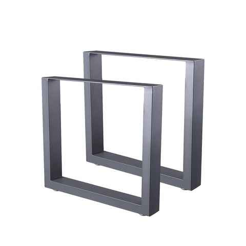 Zelsius Tischbein Tischkufen 2er Set (B) 64 x (H) 40 cm, Metall Tischbeine, grau