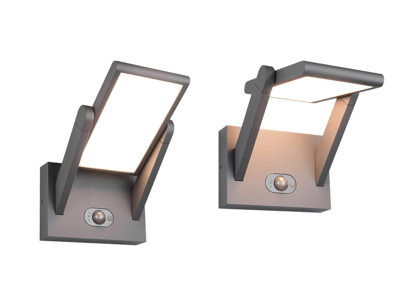 TRIO Leuchten LED Außen-Wandleuchte, Bewegungsmelder, LED fest integriert, Warmweiß, Neutralweiß, 2er Set HYBRID Fassaden-Beleuchtung mit Strom und Solar, Höhe 23cm