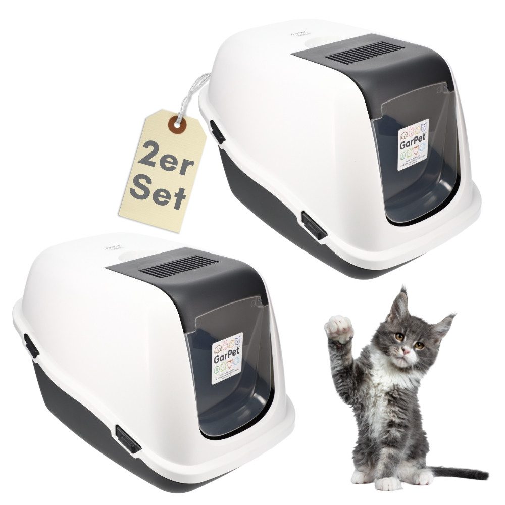 GarPet Katzentoilette 2er Set Katzenklo mit Deckel Aktivkohlefilter Katzent günstig online kaufen