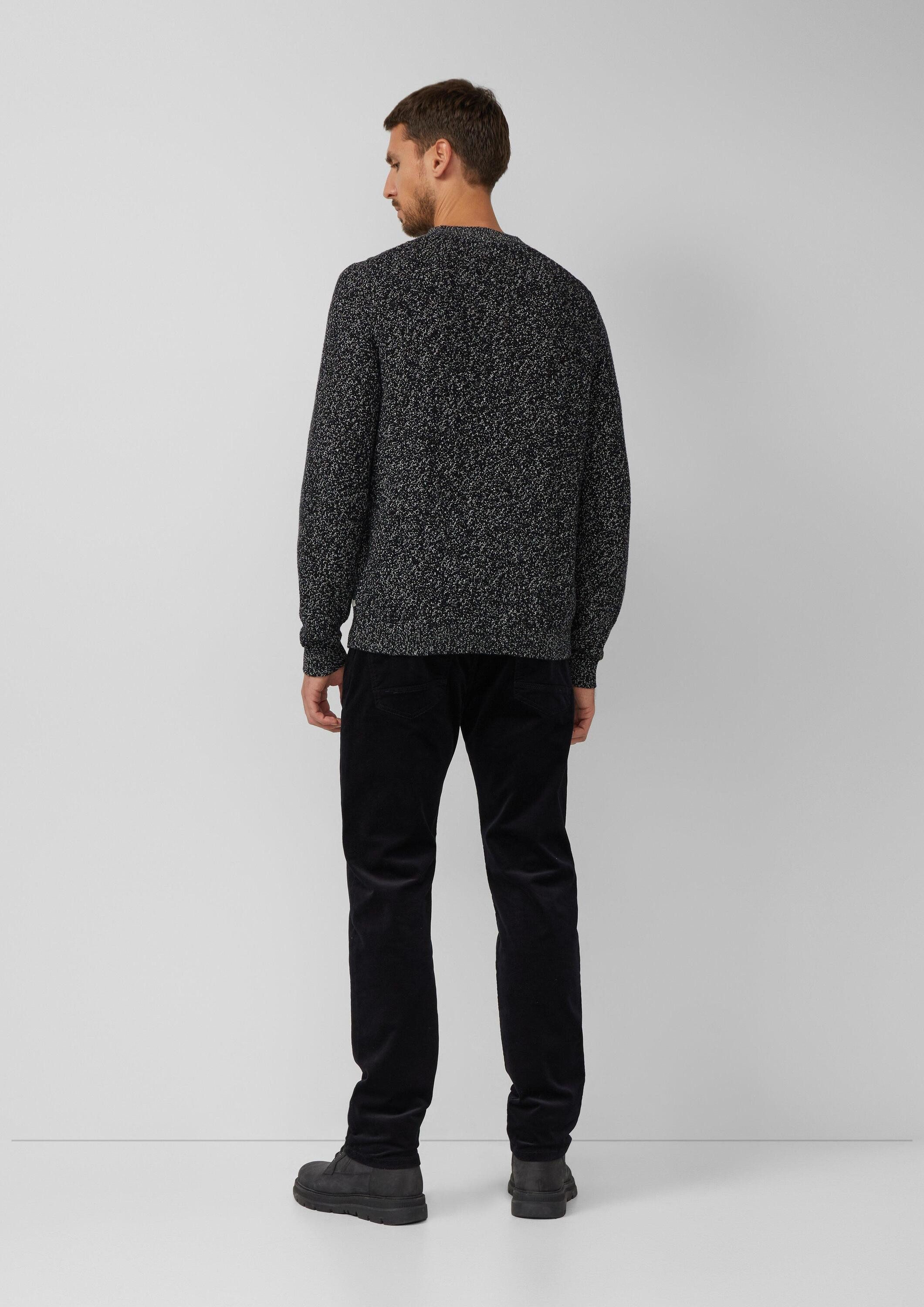 s.Oliver Longpullover Strickpullover Melierter Baumwoll-Strickpullover mit Zopfmuster