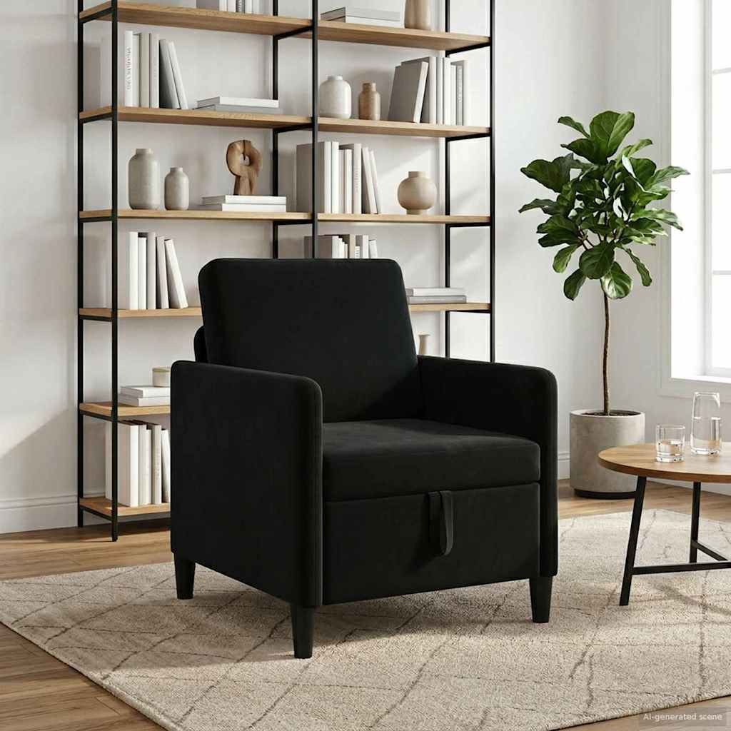 vidaXL Sofa Sofa mit Stauraum Schwarz 72 x 78 x 87 cm Polyester, 1 Teile – Bild 3 von 5