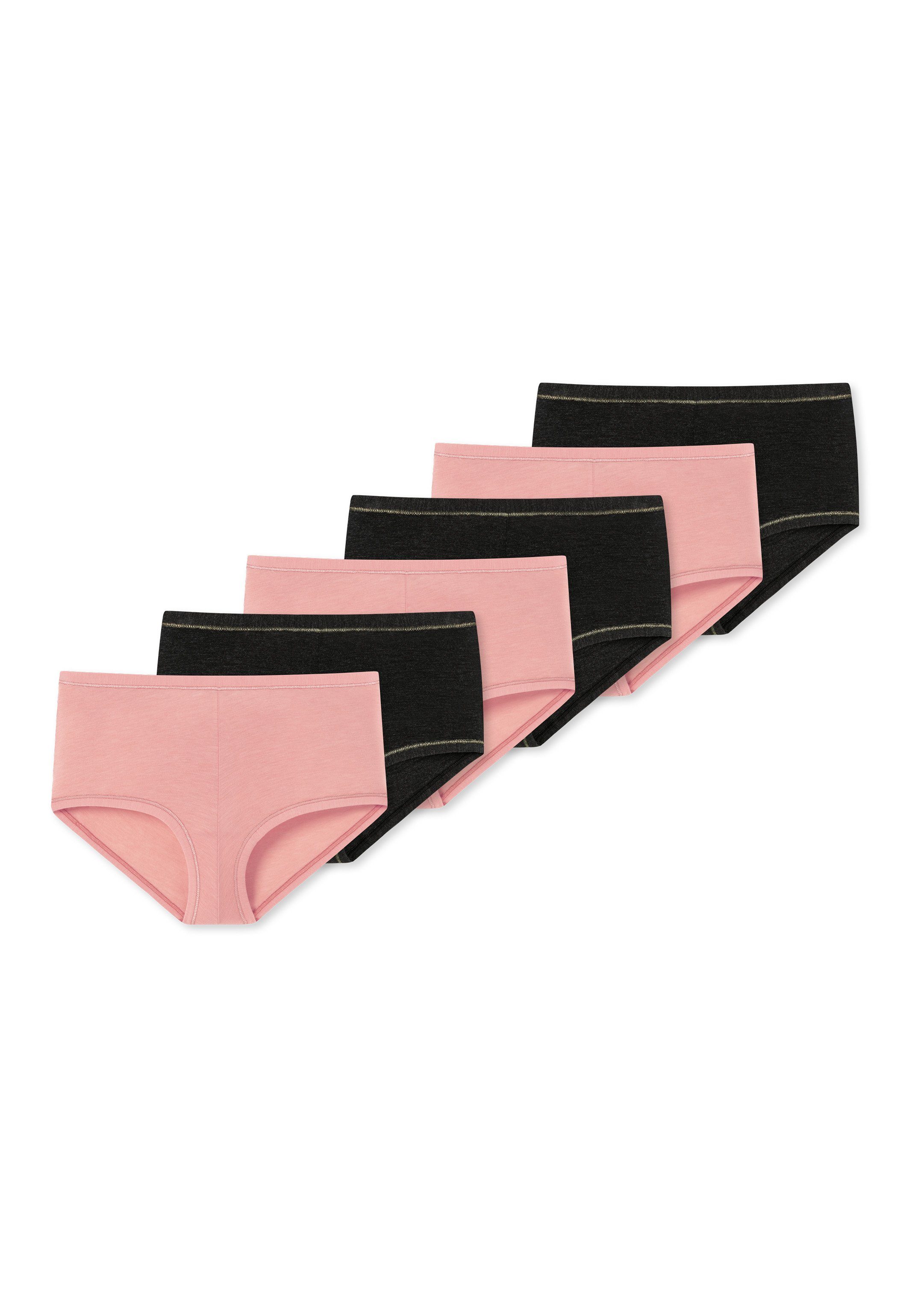 Bund- Fit (Spar-Set, Feiner Rot/Schwarz 6er und Beinabschluss Panty Girls Teens Einfass 6-St) Schiesser Panty Personal - Pack mit