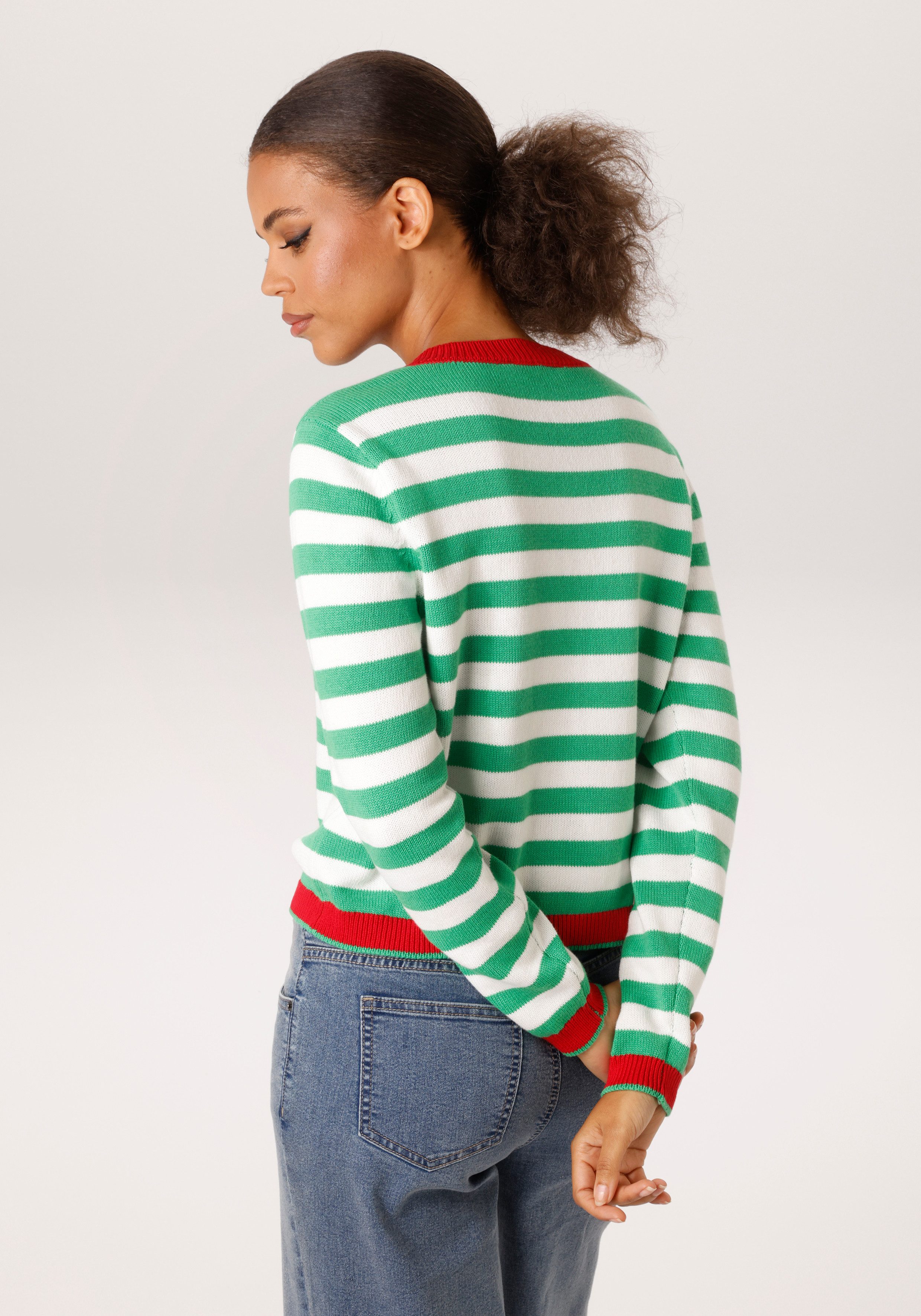 Aniston CASUAL Strickjacke im trendigen Streifen-Dessin - NEUE KOLLEKTION günstig online kaufen