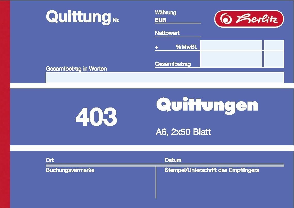 Herlitz Quittungsblock Weiß/weiß 886614
