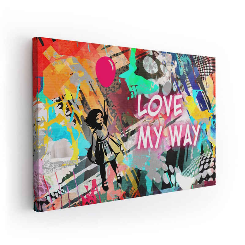 ArtMind XXL-Wandbild Pop Art - Love my way, Premium Wandbilder als Poster & gerahmte Leinwand in 4 Größen, Wall Art, Bild, moderne Kunst