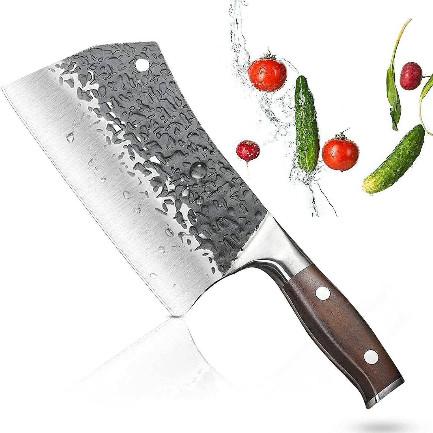 KEENZO Fleischmesser Hackmesser für Fleisch und Knochen Handgeschmiedetem Metzgermesser