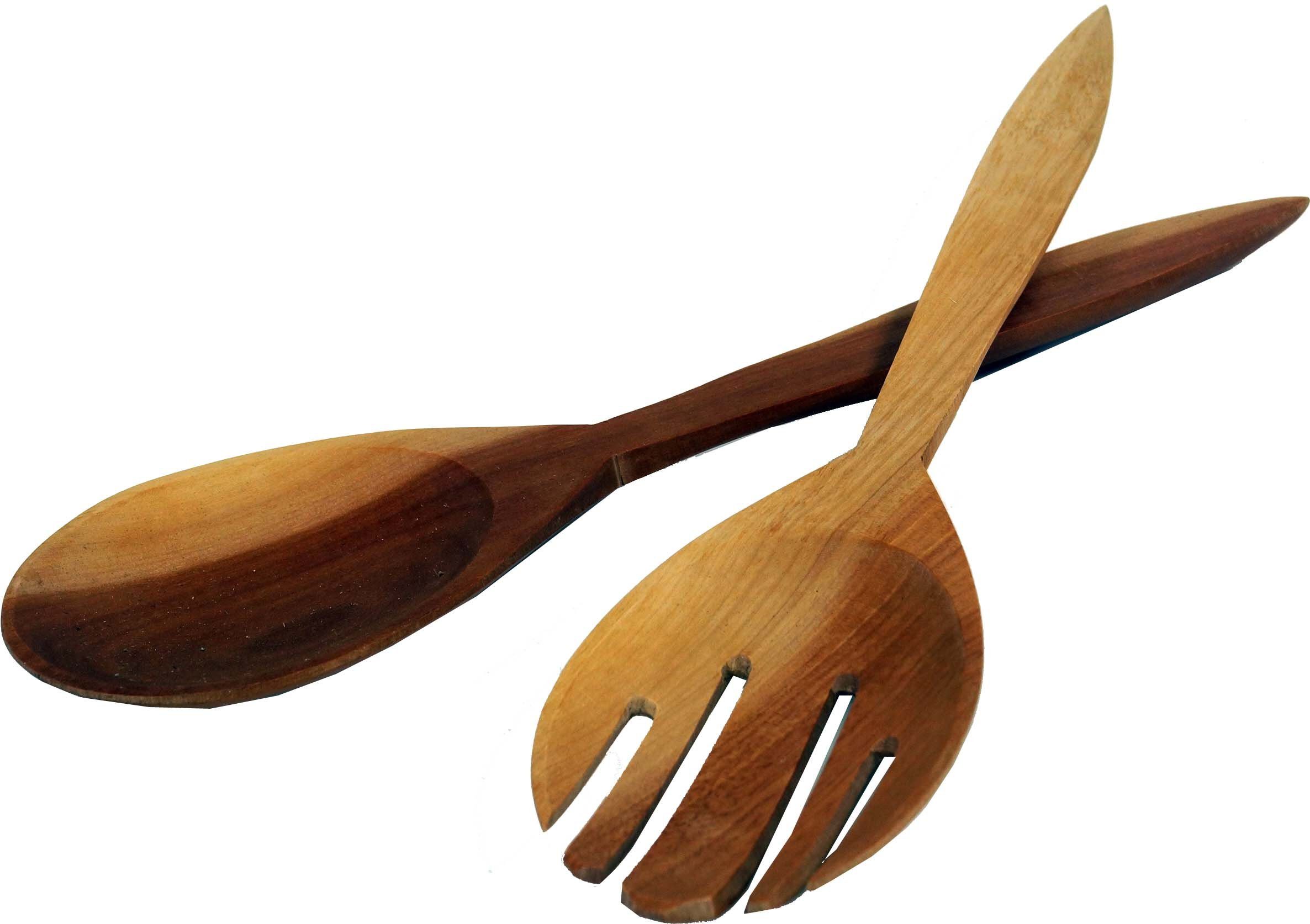 Guru-Shop Dekoobjekt Handgefertigtes Salatbesteck aus Teakholz günstig online kaufen