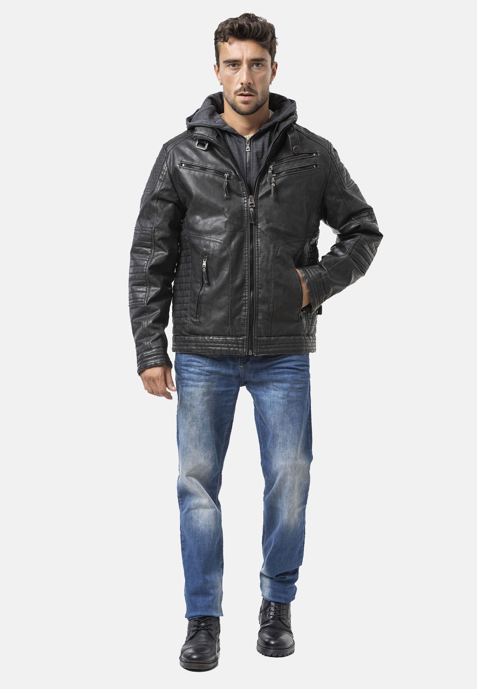 Cipo & Baxx Winterjacke CM231 mit abnehmbarer Kapuze