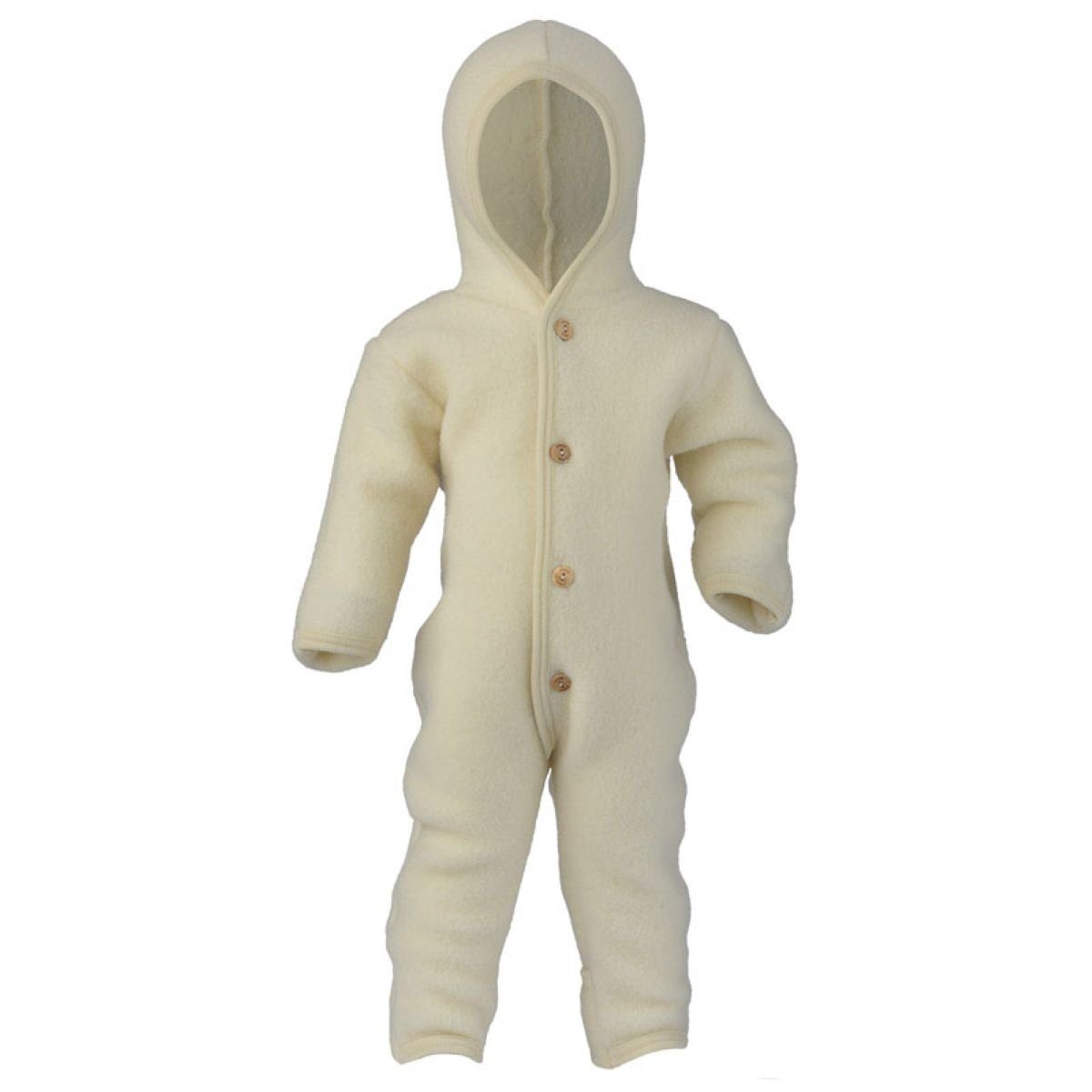 Engel Naturtextilien Overall (1-tlg) Baby Fleece Overall mit Kapuze aus Bio Merinoschurwolle