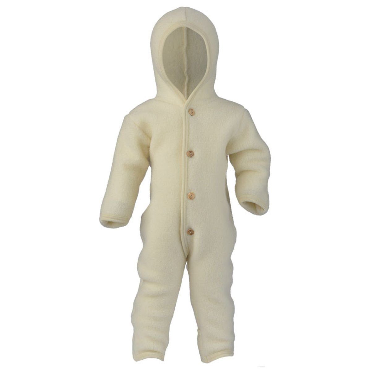 Engel Naturkleidung Overall (1-tlg) Baby Fleece Overall mit Kapuze aus Bio Merinoschurwolle