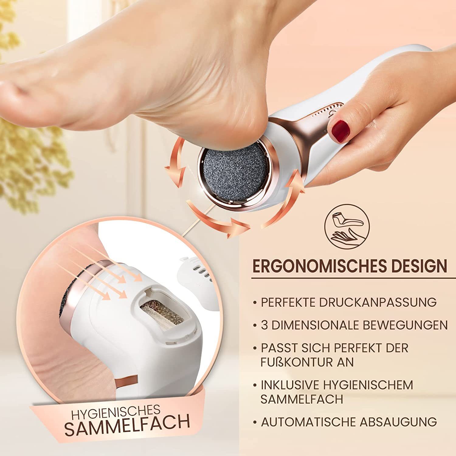 Grundig Elektrischer Hornhautentferner Hornhautentferner Fußpflege Hornhaut, Absaugfunktion,wiederaufladbar,wasserdicht