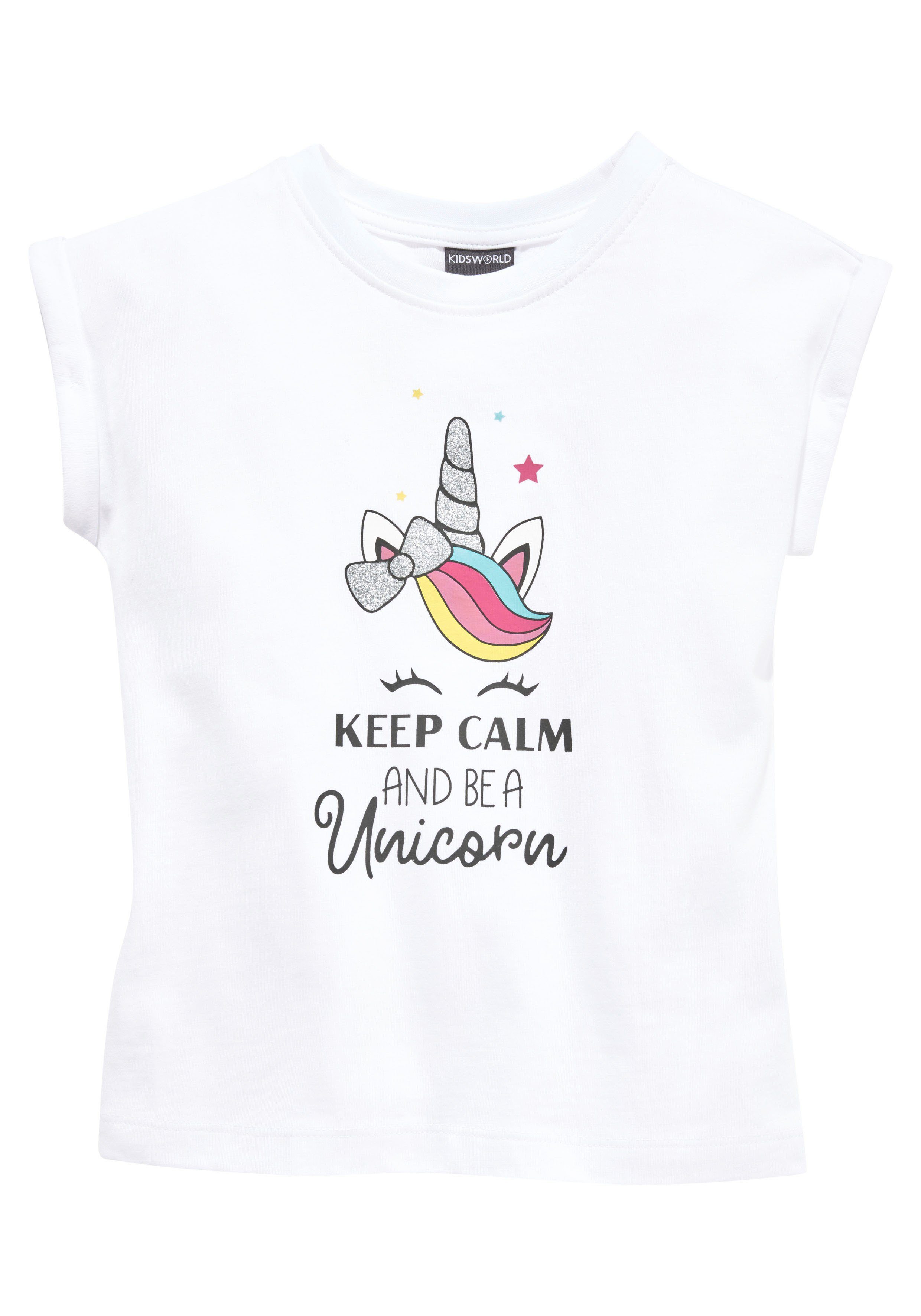 KIDSWORLD T-Shirt keep calm and mit niedlichem Einhornmotiv unicorn be a