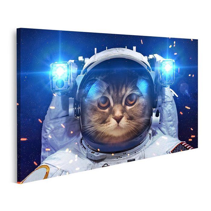 islandburner Leinwandbild Bild auf Leinwand Schöne Katze Im Weltraum 80x40cm 1-teilig