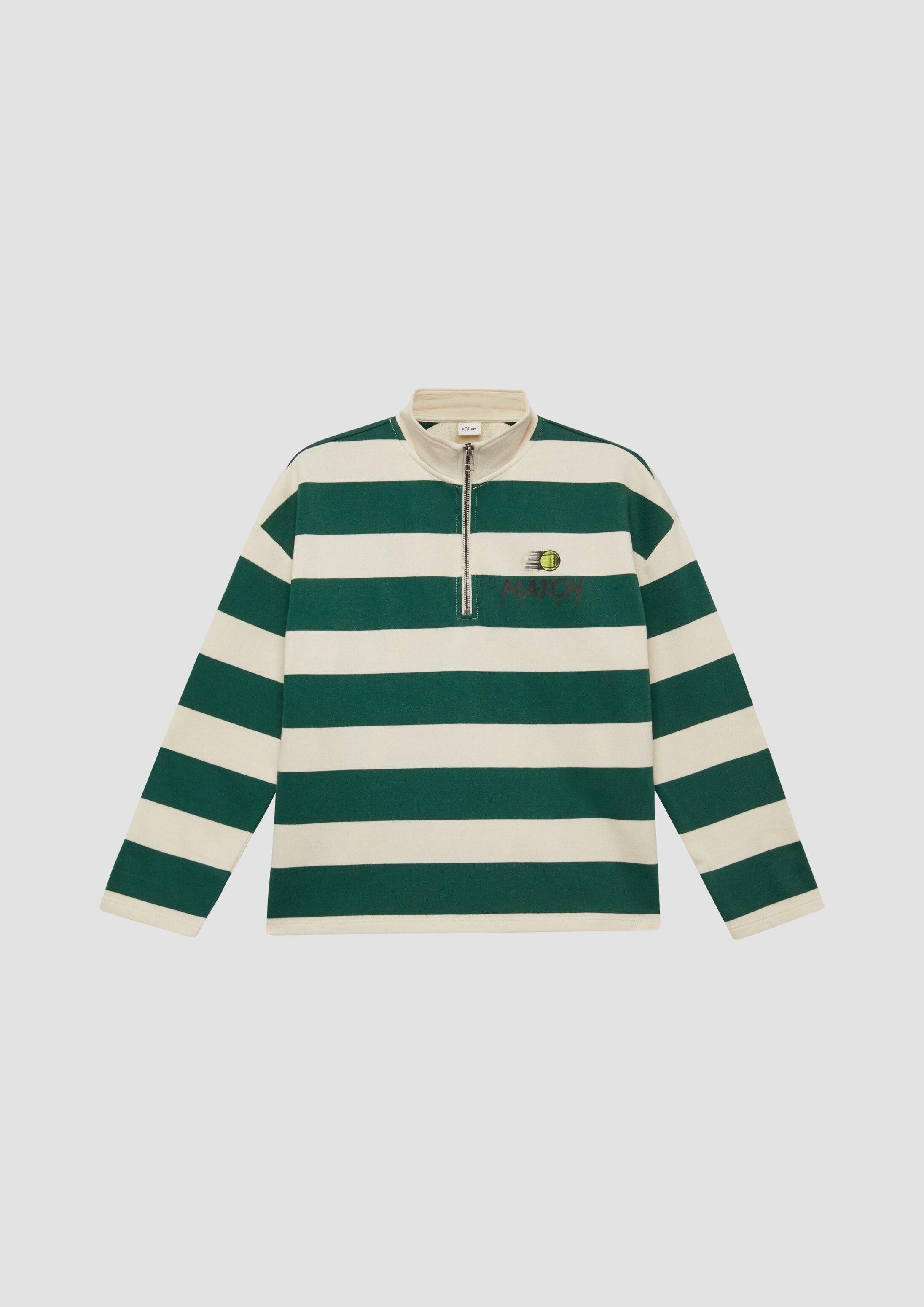 s.Oliver Sweatshirt Sweatshirt Gestreiftes Oversize-Sweatshirt mit Prints