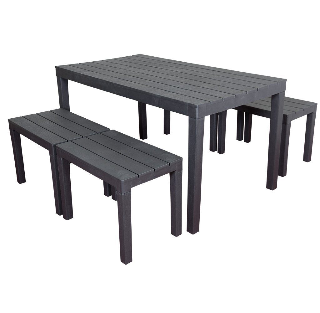 Trendyshop365 Garten-Essgruppe 4 Personen Gartentisch mit Gartenstühlen, (Outdoor-Sitzgruppe, 5-tlg., Gartenmöbel-Set), 138x78x73cm, wetterfest