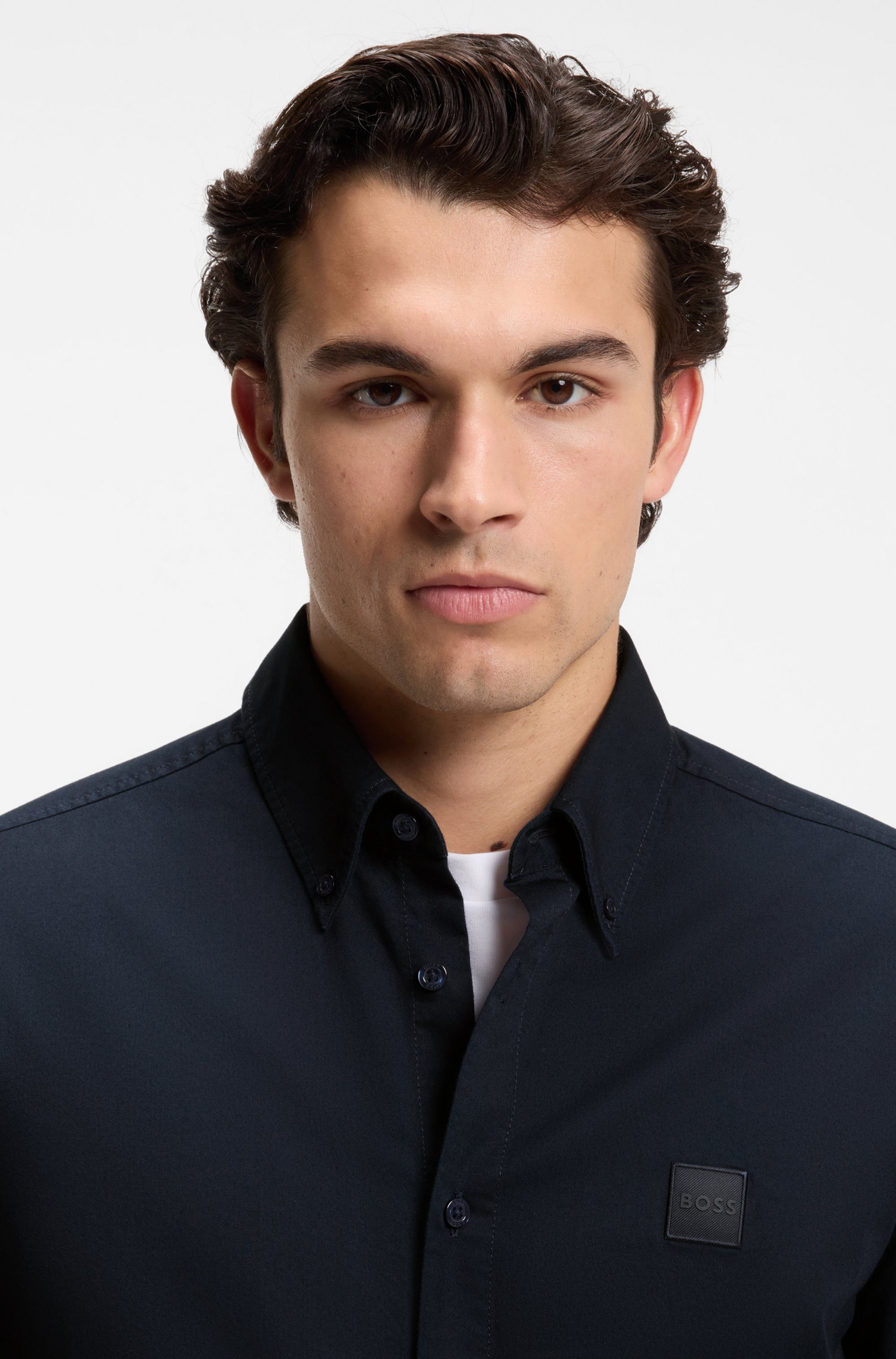 BOSS ORANGE Langarmhemd Ricoplus M Button-down-Kragen, Regular Fit, reine Baumwolle