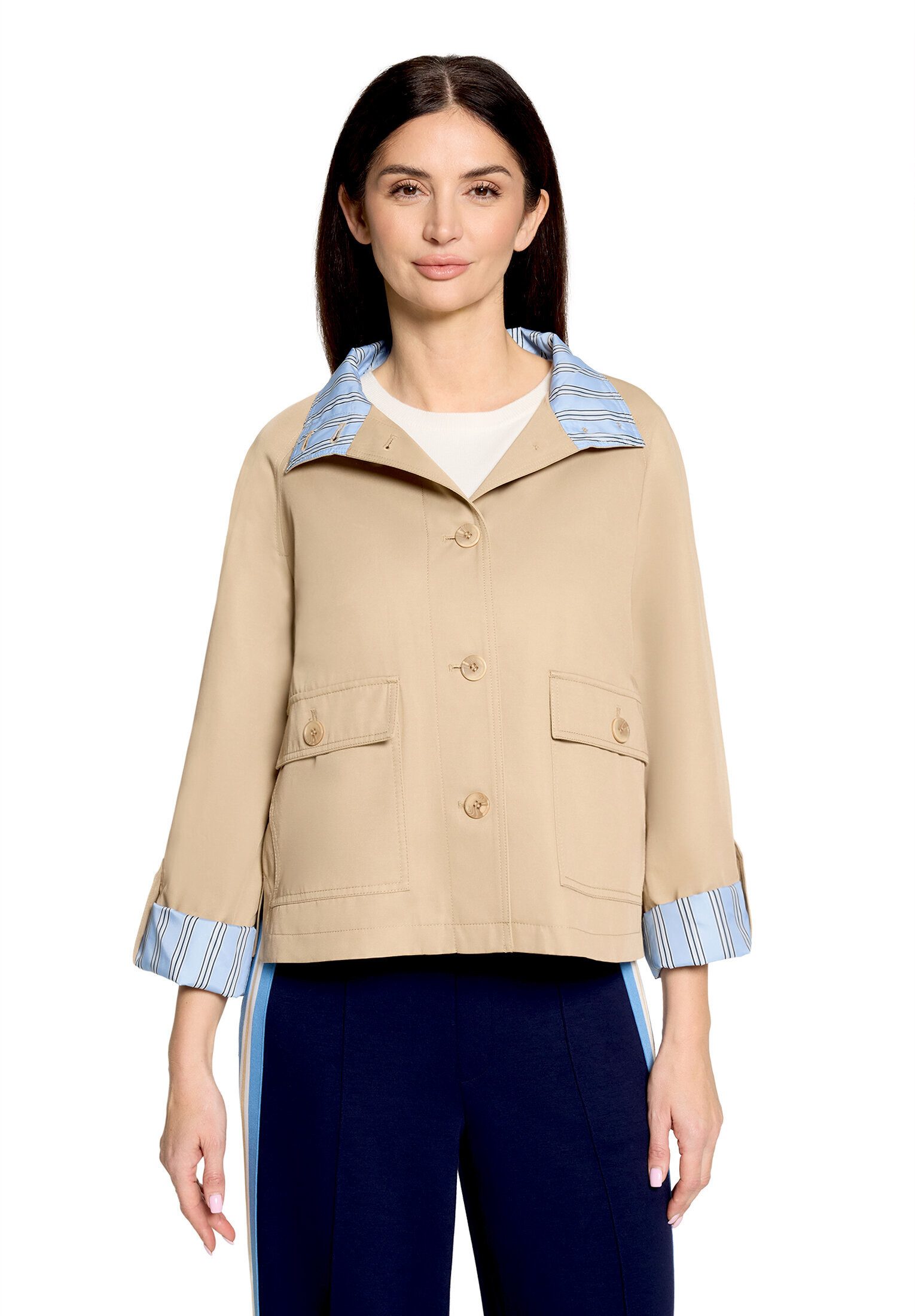 Cartoon Canvasjacke Damen mit aufgesetzten Taschen