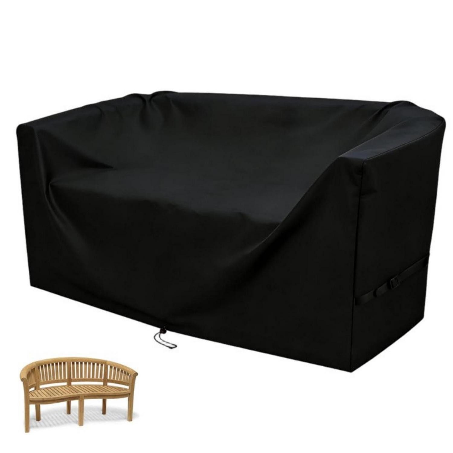 LuxusKollektion Gartenmöbel-Schutzhülle Gartenbank-Abdeckung 185x75x88cm Schwarz Wasserdicht 500D (1-St)