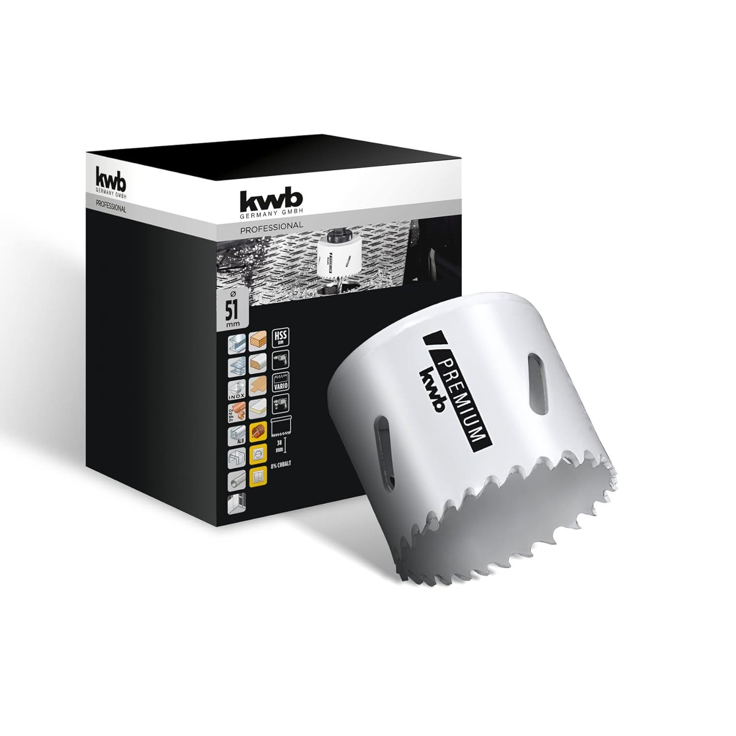 kwb Lochsäge Bi-Metall Lochsäge 51 mm SB, HSS Bi-Metall-Lochsäge Ø 51 mm, 8% kobaltlegiert mit progressiver